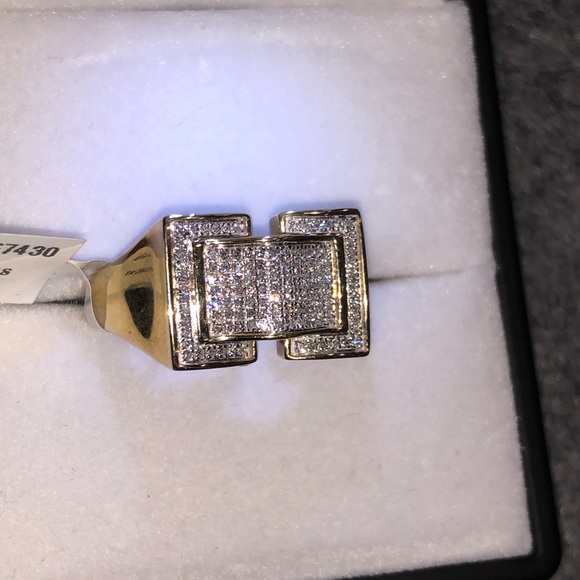 10k solid gold real diamond men ring custom made FREE APPRAISAL NOT PLATED SALE! - Picture 5 of 7